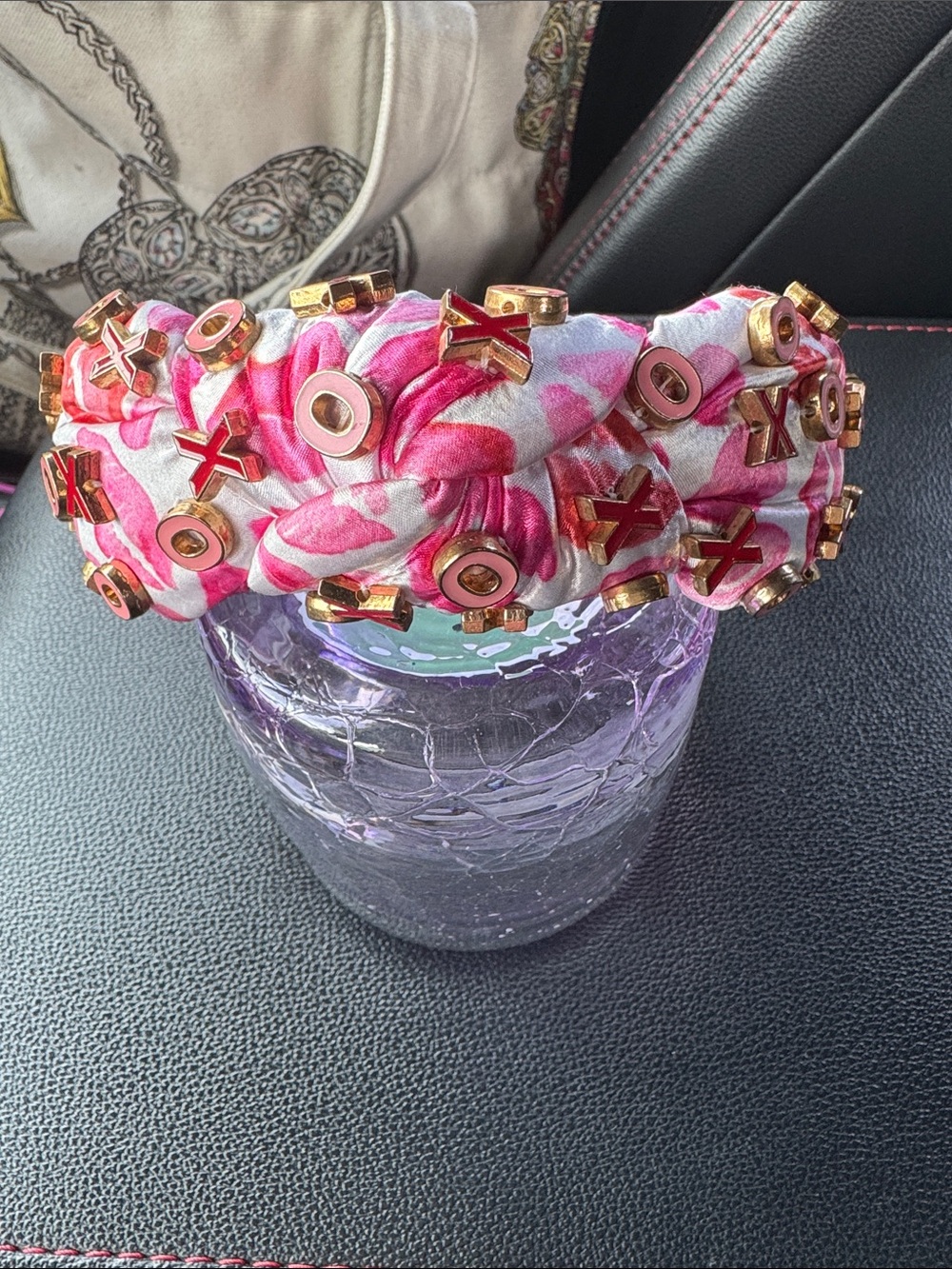 Brianna Cannon Hugs & Kisses Pink Knotted Headband with Gold Accent Hardware